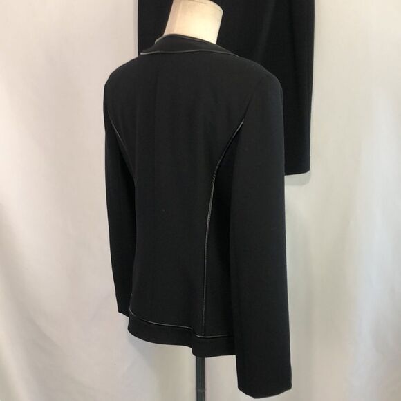 Lafayette 148 Black Zip with Leather Piping Jacket/Skirt - Picture 7 of 10